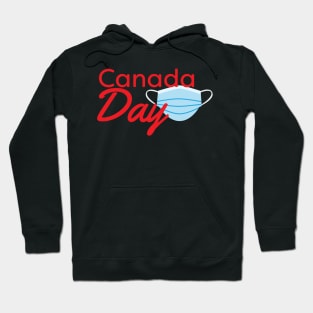 Canada Day 2020 - Red text and Blue face mask Hoodie